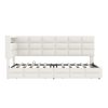 Upholstered Twin Size Daybed with Storage 2 Drawers and Charging Station, Day Bed Frame with LED Lights and Storage Headboard, No Box-Spring Needed, Beige