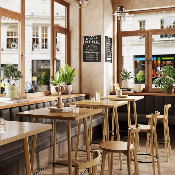 product-open-645695b374b4408983070936f87d6bc3-goods 2-Seater Bar Table And Chair Set, 39.4' Height Square Bistro Pub Table with 2 Chairs & Footrest, Compact Cocktail Bar Height Table Set for Small Space, Dining Area, Cafe, Kitchen, Living Room, Apartment & Balcony