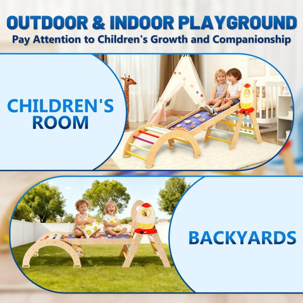product-open-6494373125b84d77a9bcaf38c767b851-goods 8in 1 Pikler Triangle Climbing Set Foldable Indoor Jungle Gyms for Toddlers Baby Indoor Playards Jungle Gym with Oval-shaped Crossbar Design Wooden Climbing Set for Toddler to Inspire Children's Exploration