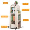 product-open-654f218d88c14e088460f96e7748c086-goods 4-Tier Rotating Bookshelf, 360° Display Book Shelf, Floor Standing Bookcase, Children's Bookshelves for Bedroom, Living Room, Study Room ( WHITE Color)