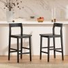 product-open-657c2fd01d7342619bc005caeb872771-goods Counter Height Stools Set of 2, Farmhouse 25" Bar Stools with Solid Wood Legs& Back, Mid Century Modern Barstools Chairs for Kitchen Island, Dining Room, Cafe, Pub, Brown, Black