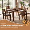 product-open-659340b706ce410ebc583b6d33d31260-goods 5pcs Compact Dining Table Set for 4 with Solid Rubber Wood Frame & Linen Upholstered Chairs - Space-Saving Rectangular Kitchen Table Suitable for Small Apartments, Breakfast Nook, Modern Farmhouse or Minimalist Furniture,