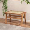 product-open-6677ecf4b4784b5faf6436b26be0f1f6-goods Ottoman Footstool, Natural Teak Wooden Foot Rest W/ Handwoven Rattan for Living Room Bedroom Office, 14" H, Indoor