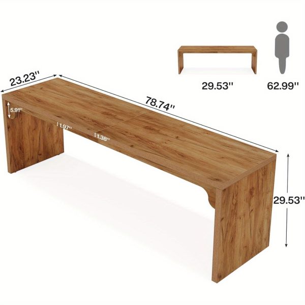 product-open-6684bfcd554a455786073c120d997ea9-goods Wooden Extra Long Desk Double Desk Workstation, 78.7 Inches Long Computer Desk, 2 Person Desk for Home Office, Large Writing Desk for 2 People, Ladder Racks, Storage And Organization