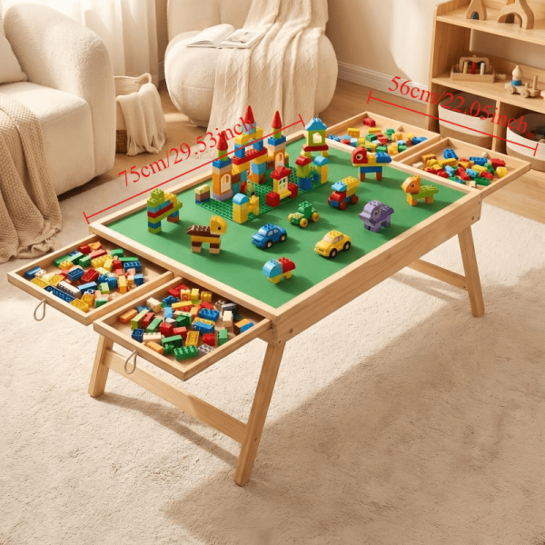 This Foldable Block Game Table Features Multiple Smoothly Sliding Drawers That Are Unlikely to Slip Or Fall Out. with Ample Surrounding Storage, It Can Be Placed Anywhere, Including The Living Room, Bedroom, Or on a Rug