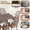 9pcs Cast Aluminum Outdoor Patio Dining Set - Ornate Scrollwork Design, Weather-Resistant Rust-Proof Frame, Square Table & 6 Cushioned Chairs, Suitable for Garden, Backyard & Poolside
