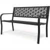 product-open-67448769392d4d7da103a66caebe8915-goods 50" Outdoor Bench Metal with Floral Back, Garden Bench Front Porch Bench for Yard Patio Entryway Park Outside, 800lb Capacity