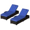 [Outdoor Sun Loungers] 2pcs Patio Chaise Lounge Set | Outdoor Adjustable Reclining Sun Loungers with PE Wicker & Steel Frame, Water-Resistant Cushions for Poolside, Beach, Backyard, All-Weather Furniture by GOCAPTAIN
