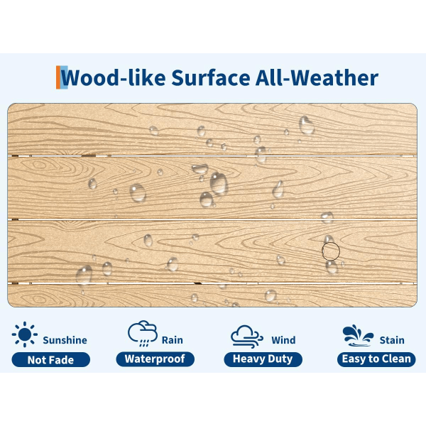 product-open-67ad43c8ca7a4d339d5ec175eeee4a0a-goods 66.9" Outdoor Dining Table for 4-6, HDPE Patio Table with Umbrella Hole, Waterproof All-Weather Rectangular Table for Backyard, Poolside And Garden