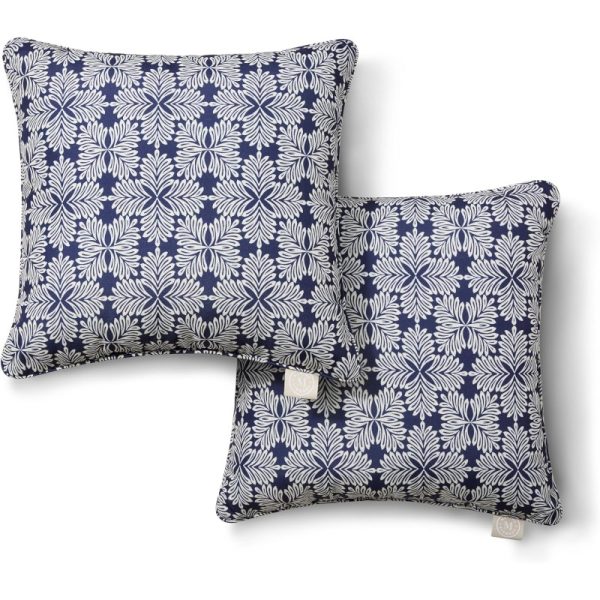 product-open-6813c8a30085412e8dce3e37216ac862-goods Set of 2 Decorative Pillows for Indoor And Outdoor Use, Featuring a Modern Navy Blue Design That Is UV Fade Resistant And Water Repellent, Measuring 18X18 Inches