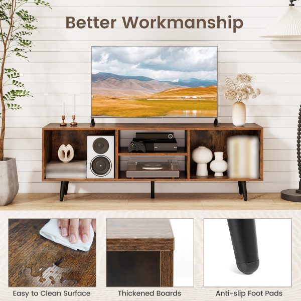 product-open-68853722fea64821b4631305c1174bb8-goods LIFEZEAL 47.5" Modern TV Stand for 55-Inch TVs with Heavy-Duty Metal Legs & Engineered Wood Construction, 2-Tier Storage Shelves & Open/Enclosed Cabinets, Adjustable Height Feet, 200lb Capacity Entertainment Center Media Console for Living Room & Be