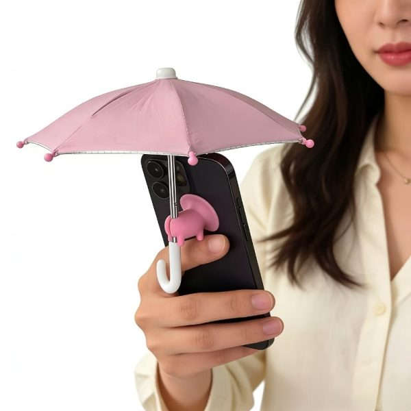 product-open-688783db8a6648e2b8ae8af71c40b8d3-goods 1 Set (Umbrella *1pc And Phone Suction Cup *1pc) New Arrival - Portable Phone Sunshade Folding Umbrella Designed Specifically for Phones, with Suction Cups, Suitable for Beaches, Camping, Photography And Videography