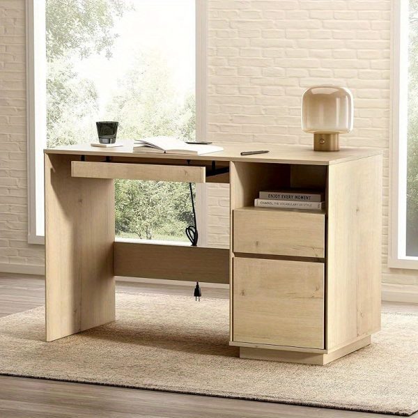 product-open-69538ae51fd64f02b79135e9a011fb23-goods 47" Office Desk, Farmhouse Executive Desk with File Drawer& Outlet, Wood Computer Desks with Keyboard Tray, Workspace for Study Writing