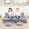 product-open-69702486934044beaeab825395e984f0-goods COSTWAY Modular Play Couch Set for Kids That Glows in The Dark, Foldable Sofa with Washable Flannel Covers, Easy-To-Carry Handles, And Convertible Foam Couch for Ages 3 And Up