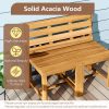 3-in-1 Outdoor Acacia Wood Loveseat Bench | Durable Hardwood Construction with Slatted , Mixed Color End