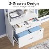 product-open-6aa14e5dcf9145aea16d9fb2ee79b917-goods LustreC 2 Drawer Vertical File Cabinet with Lock & Bookshelf, Letter Size Large Modern Filing Cabinet Printer Stand with Open Storage Shelves for Home Office, White