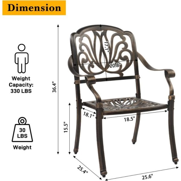 product-open-6afcea252d434194830c1c59e2be0522-goods Bonnlo 5pcs Outdoor Dining Set Cast Aluminium Patio Furniture with 4 Chairs and 1 Umbrella Table for Garden Porch Poolside Weather-Resistant Bronze