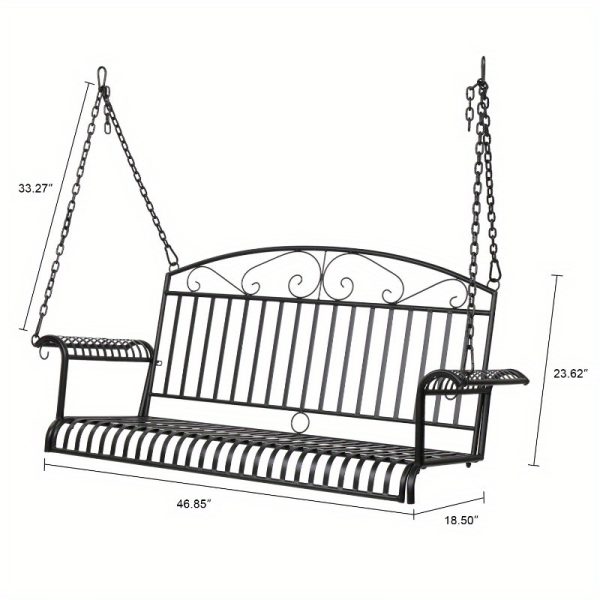 product-open-6b7316197c244188a189b5f0725bd348-goods Bonnlo Metal Patio Porch Swing, 660 LBS Weight Capacity, Suitable for Two-Person, for Outdoors, Gardens and Yards, Black