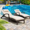 product-open-6b74d37487164f3f9a806bbaaa63892a-goods Set of 2 Outdoor Wicker Chaise Lounge Chairs with Cushions, 5-Position Adjustable Patio Rattan Recliners with Wheels for Pool, Garden & Balcony