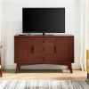 product-open-6bb5e797f8284ba3b058a9b553168d1e-goods 47. 3" Mid Century Modern Sideboard Buffet Cabinet, Kitchen Buffet Cabinet with Solid Wood Frame Legs and Wooden Handle, Storage Cabinet with 2 Doors and 3 Drawers for Kitchen, Dining, Living Room, Walnut