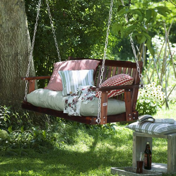 product-open-6c18a2c3bf424db2a7809b8c9d1a327c-goods Wooden Swing, 4.7ft, Carbonized Finish, Simple Design, with 5.5mm Chain, 880.00lbs