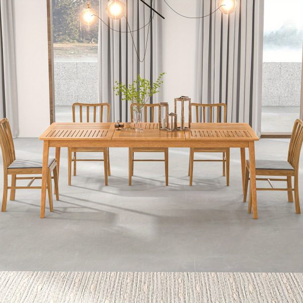 product-open-6cd4fd3be2274f7a97b29f42e7192911-goods LIFEZEAL Extra Long 79" Outdoor Dining Table - Heavy-Duty Acacia Wood Patio table with Umbrella Hole, Large Rectangular Bistro table for Backyard, Deck, Poolside - Seats 8 People, Chairs Not Included, Backyard Gathering Spot, Slatted Wood Design, Deck Furniture, Rustic Charm, Sturdy Build, Garden Parties