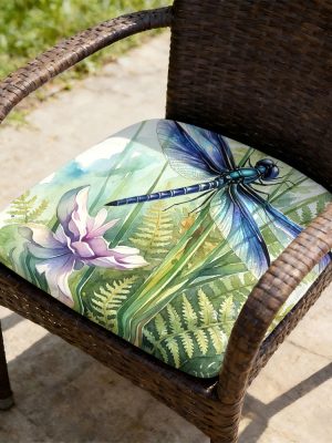 1pc Silent Winged Dragonfly Pattern Courtyard Chair Seat Cushion, Indoor And Outdoor Seat Cushions, Back Cushions, Size 19.7*17.7*1.57inch, Suitable for Garden Chairs, Office Chairs And Floor Seats. Soft And Comfortable