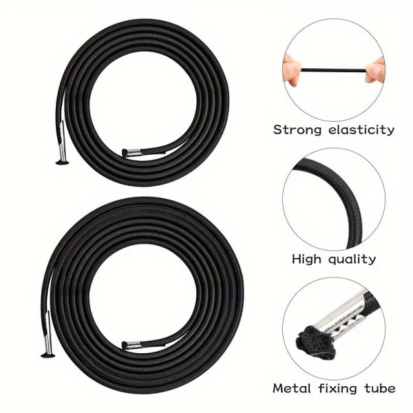 4pcs Zero Gravity Chair Repair Kit with Replacement Ropes - Elastic Straps And Metal Rings, Black Fabric, Compatible with Lounge Chairs/Recliners