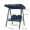 product-open-6e4a1310ec2a407e8f26e03e72e82e9e-goods Outdoor 2-Person Porch Swing, Cushioned Loveseat Swing with Stand, Adjustable Canopy and Heavy-Duty Metal Frame for Porch, Backyard, Garden