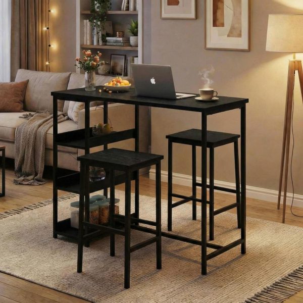 2026 NEW Side Tables, 1 Box Set Board Bar Table And 2 Stools Storage Furniture Combo, Designed for Convenient Storage And Space Saving, Small End Table with Storage Shelf, Modern Nightstand for Bedroom Living Room Studio, Portable Snack Table