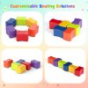product-open-6ee1e37df4054444a10f345bdb023d20-goods COSTWAY 6pcs Modular Butterfly Stools Set with Soft Foam Seats & PU Cushioned Covers - Lightweight Stackable Stools, 10" Height, 5.5" Square Base, Vibrant Colors (, Green, Yellow, Red, Purple) for Home, Preschool, Daycare, Classroom - Durable