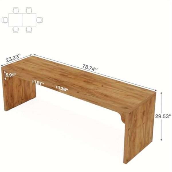 product-open-6ef40d43530147909bcea3d6c050a7b4-goods Modern 78-Inch Wooden Dining Table - Natural Wood Finish, Minimalist Design - Large Rectangular Kitchen or Dining Room Table for 6-8 - Sturdy Base with Space-Saving Legs - Perfect for Home Entertaining and Everyday Use - Kitchen Table