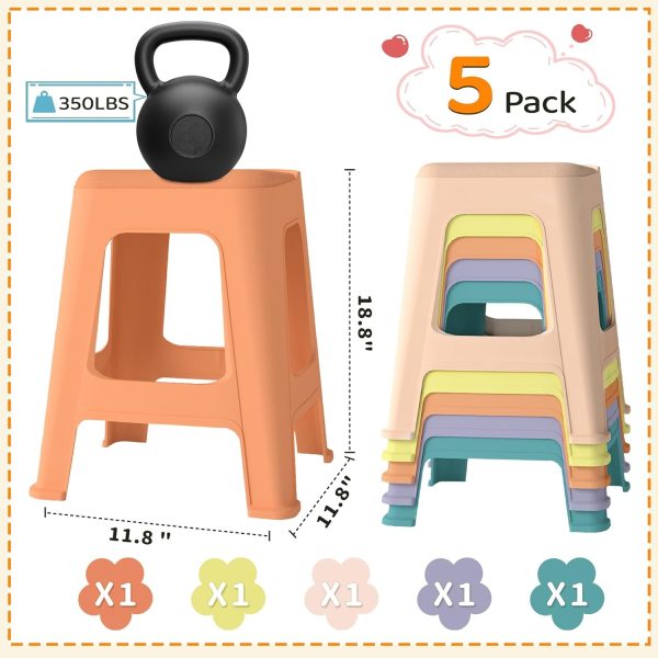 product-open-706373f3bf4e400a84af32b20f86152b-goods 5/10 Pack Stackable Classroom Stools, 18.8" Height Colorful Nesting Plastic Stool, Portable Backless Chairs Flexible Seating for Classroom, School, Office, Home