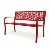 product-open-7070ae4c04d346f9b9243bf6a8be659a-goods 50" Outdoor Bench Metal with Floral Back, Garden Bench Front Porch Bench for Yard Patio Entryway Park Outside, 800lb Capacity