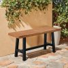 product-open-708a811ef3ae472abebeafb5ca218335-goods Outdoor Bench Measuring 63 Inches by 58 Inches, Featuring Metal Legs And a Rustic Wooden Design, Suitable for Both Indoor And Outdoor Dining on Porches Or Patios