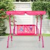 COSTWASY Kids Patio Swing, 2-Seater Swing Chair w/ Metal Stand & Adjustable Canopy, Outdoor Mini Swing w/ Safety Belts for Kids over 3, Porch Seating Solution, Adjustable Canopy Swing, Adjustable Canopy Design, Sturdy Metal Stand, Robust Swing Mechanism, Parents Of