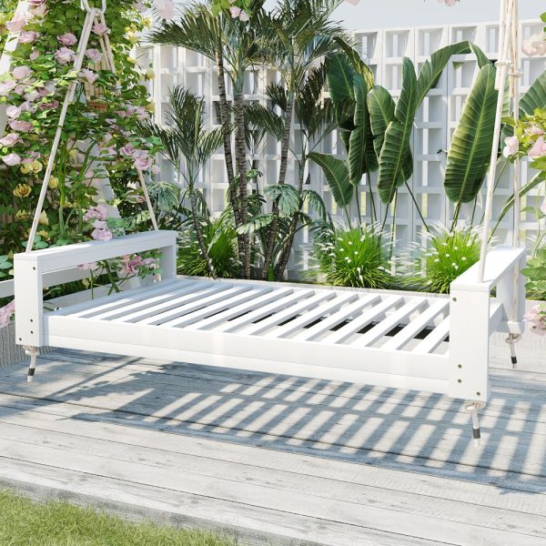 product-open-71c6408a9110404487fee6826be4cd89-goods Garden seating. Swing chair. Double-sized porch swing bed seating set with hemp rope swing frame, suitable for gardens and backyards. Minimalist rustic style, ideal for courtyards and gardens. Mattress sold separately.