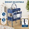 Height-Adjustable Baby Changing Station on Wheels - Compact Design, Two Storage Drawers, Quality - Portable And Space-Efficient Nursery Organizer for Infants And Newborns