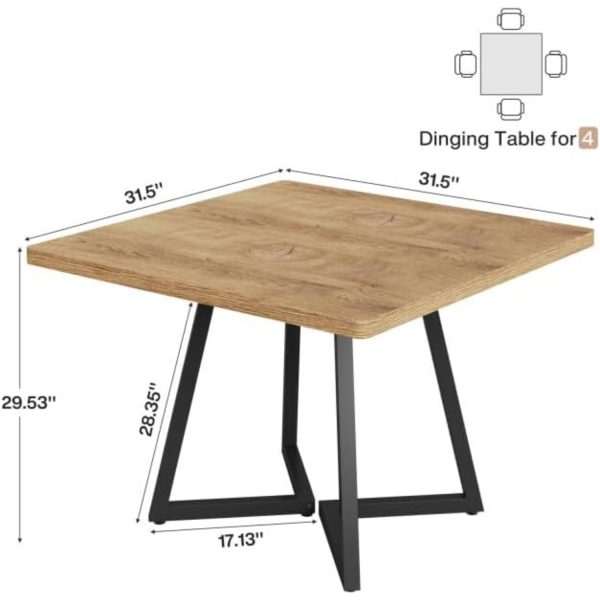 product-open-71d82435d3ea4e5893dc4b72f7e8de90-goods 31.5' Square Conference Table, Industrial Office Meeting Table for 4 People, Business Podcast Furniture with Metal Base for Small Spaces, Office Conference, Natural