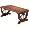 product-open-72a88d469b284ce98e6df55d7511de7f-goods Bonnlo Outdoor Wooden Bench, with Wagon Wheel Legs, All-Weather, for 2 Person, for Garden, Lawn, Yard And Park, Rustic, 38.5''