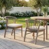 product-open-72cccf981ea4434b8b238159e1e45b83-goods Outdoor Dining Chairs Set of 2, Acacia Wood Patio Chairs with Cream Washable Cushion, for Backyard, Poolside, Garden, Light White