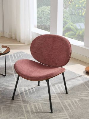 Mid-Century Modern Shell Chair - Single Side Accent Lounge Chair with Wide Walnut Wood Finish Shell & PU, Curved Wide Suitable for /Outdoor Use - Easy-Clean Cover, Assembly Required (for,, Bedroom)