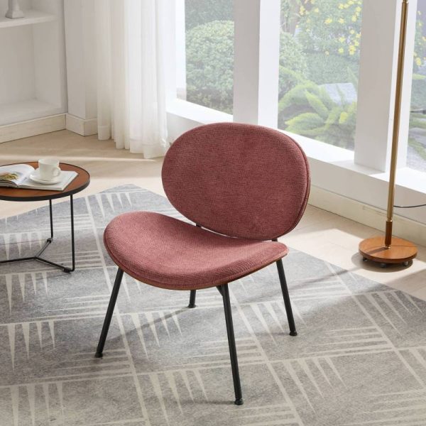 product-open-72e44123826f4551a4a09b269f51eb4f-goods Mid-Century Modern Shell Chair - Single Side Accent Lounge Chair with Wide Walnut Wood Finish Shell & PU, Curved Wide Suitable for /Outdoor Use - Easy-Clean Cover, Assembly Required (for,, Bedroom)