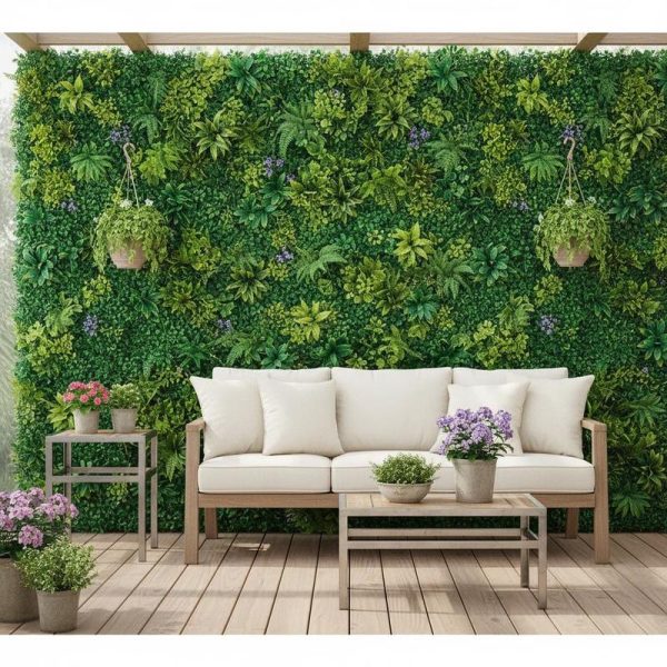 product-open-72f1416ef800489ea788cded3d257eb1-goods Faux Boxwood Hedge 20X20In for Garden Privacy Ivy Fence Interior Wall Decor, 8pcs 3D Greenery Foliage Screen Backdrop Interlocking Grid Panels