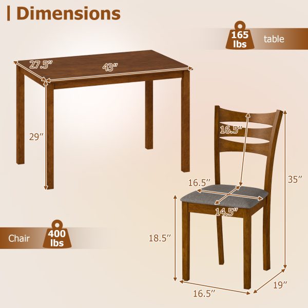 product-open-73a8ed480acc4be193279137b587a9c8-goods 5pcs Compact Dining Table Set for 4 with Solid Rubber Wood Frame & Linen Upholstered Chairs - Space-Saving Rectangular Kitchen Table Suitable for Small Apartments, Breakfast Nook, Modern Farmhouse or Minimalist Furniture,