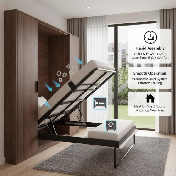 Murphy Bed Spring Mechanism 2055 X 1175 X 2080 Mm, Murphy Bed Kit, Twin Deluxe, Kit Mechanical Hardware for Wall Beds, Pneumatic Lever Bed Support, Folding Cabinet Wall Bed