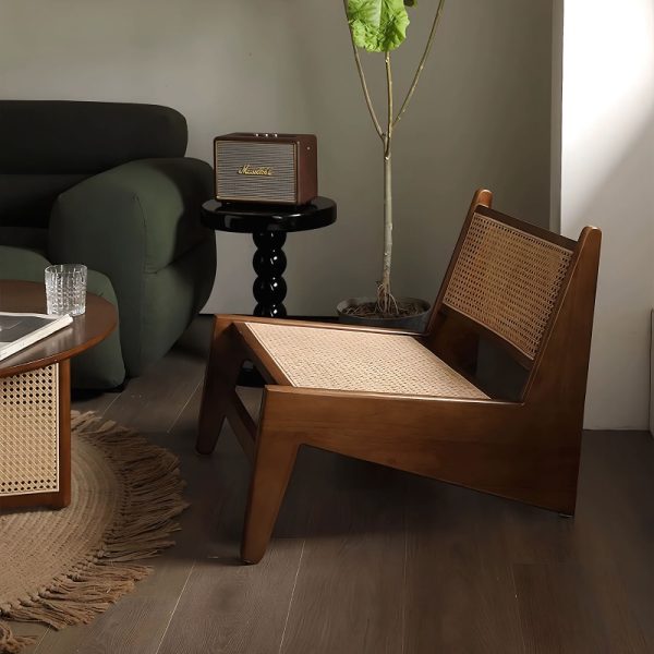 product-open-7572bfb7fc1242c29c274614ed421a6f-goods Modern Mid-Century Accent Chair, Rattan Lounge Chair for Living Room, Boho Side Corner Comfy Chair for Bedroom And Balcony, Walnut