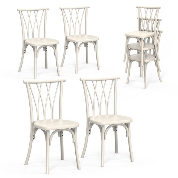 product-open-75f8ec18023d4198addc592e4164b0ba-goods Plastic Outdoor Dining Chairs Set of 4/8, Stackable Patio Chairs with Wicker Backrest, Waterproof Indoor Outdoor Kitchen Chairs, 400 Lbs Weight Capacity, Farmhouse Brown/Black/White Wedding Party Banquets Waiting Chairs