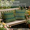 Outdoor Pillows 2pcs Set with InsertAbstract Golden Teal Geometric Seed Pod Pattern Print 18x18 Inch Outdoor Throw Pillow with Insert, Water-Resistant Fabric for Patio Garden Sofa Bench and All-Season Home Decor Decoration with Insert