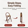 product-open-77105e7c1c7b46db81693932af98cf7e-goods 1pc, Bamboo Portable Rattan Folding Stool with Handle, Home Dining Chair, Vintage Style Leisure Chair, Space Saving - Perfect for Restaurant, Living Room, Kitchen, Bar, Dormitory
